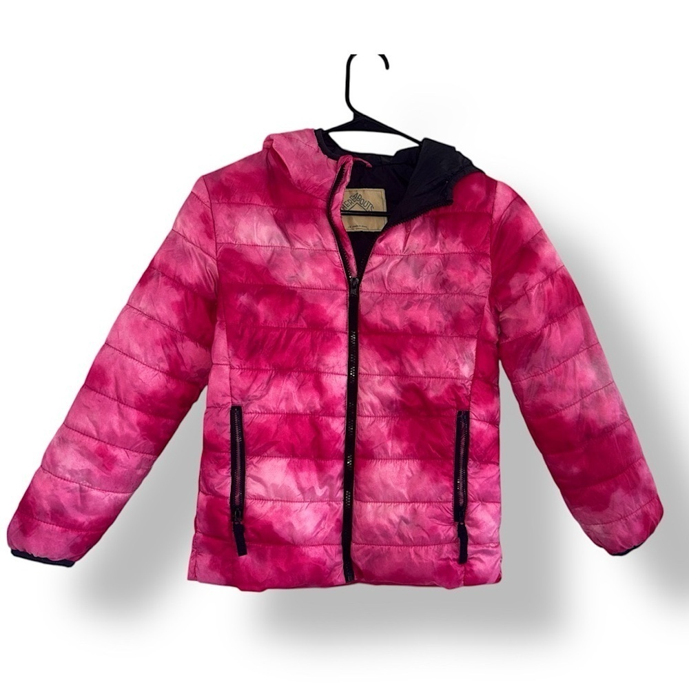 Kids Puffer Jacket Pink Tie Dye